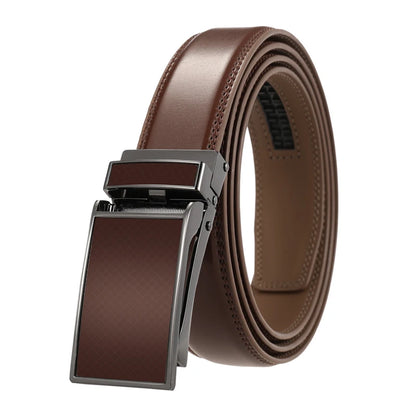 VATLY Ledergürtel Herren 3cm Metall-Automatik-Schnalle Lochlos Mode