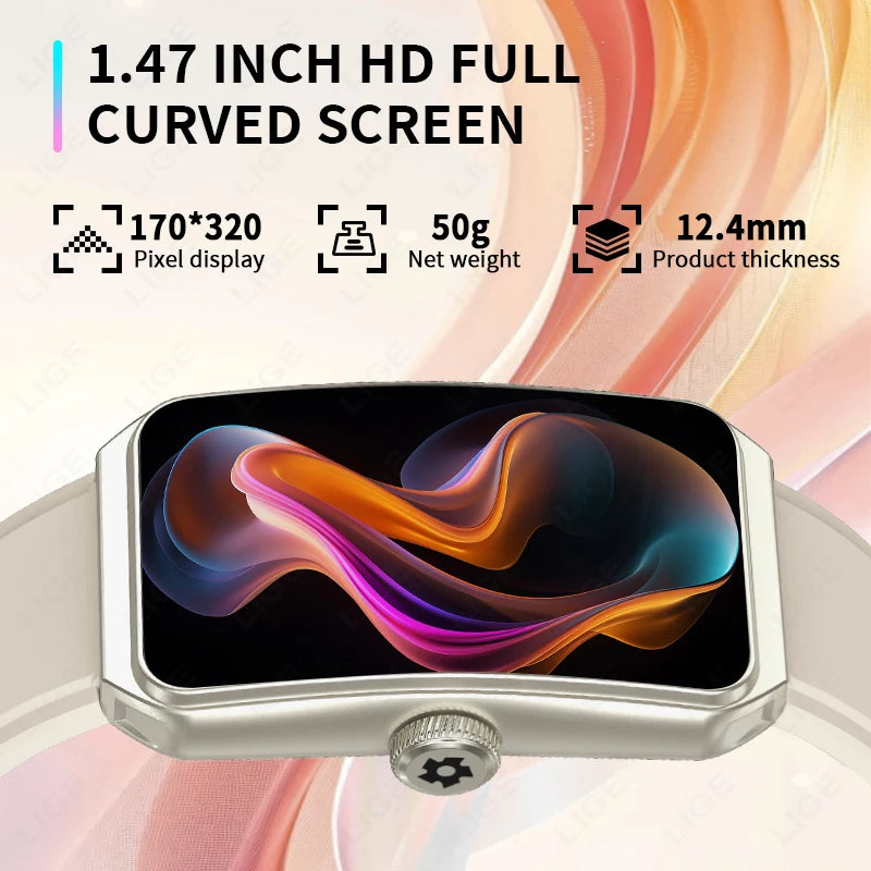 LIGE Neue Mode 1,47 Zoll 3D Gebogene Bildschirm Smart Uhr Bluetooth Anruf 100 + Sport Schlaf Überwachung Smartwatch Für Männer frauen
