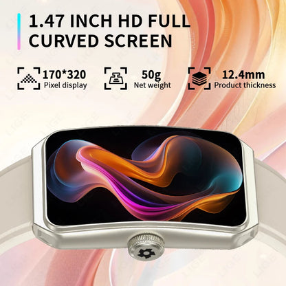 LIGE Neue Mode 1,47 Zoll 3D Gebogene Bildschirm Smart Uhr Bluetooth Anruf 100 + Sport Schlaf Überwachung Smartwatch Für Männer frauen