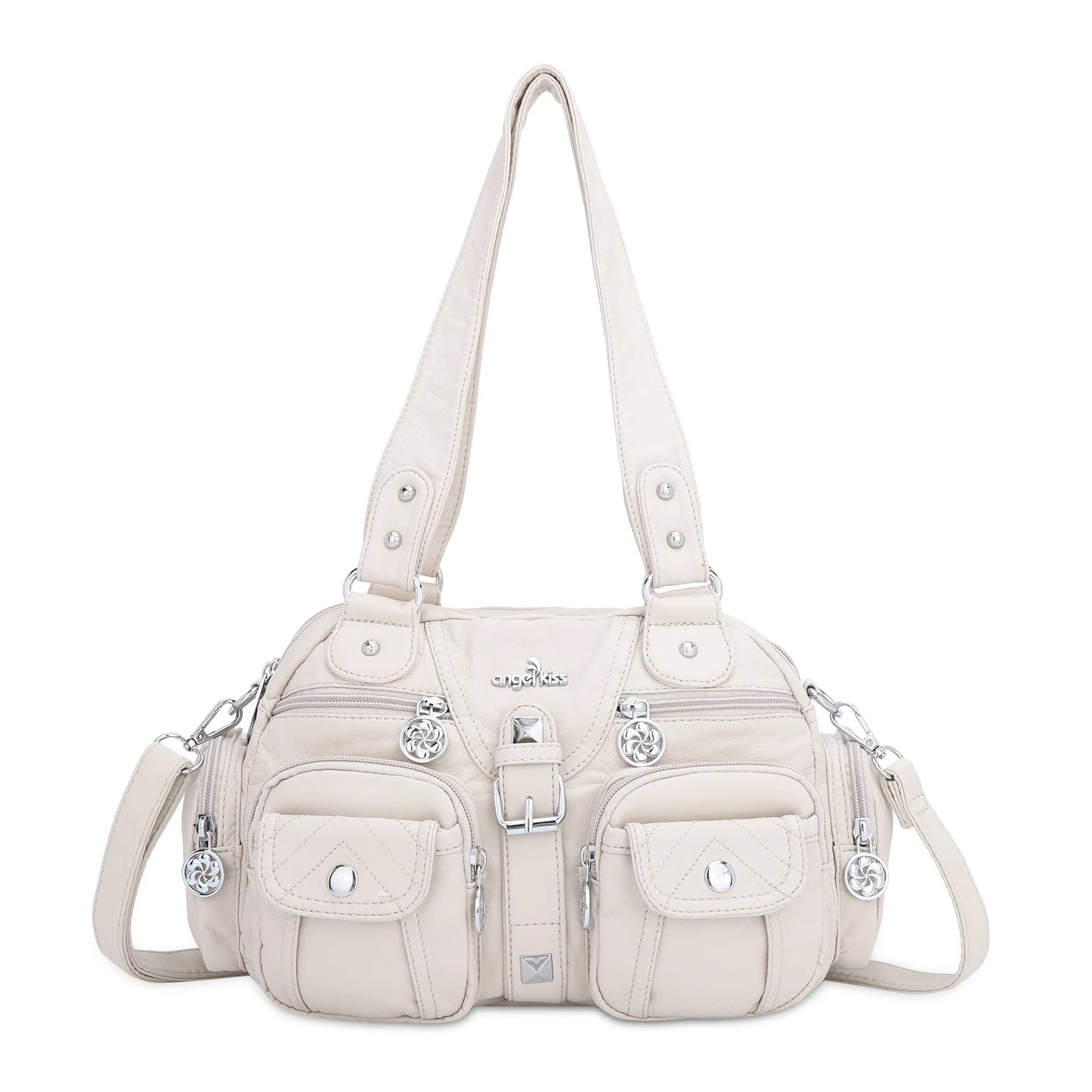 Damen-Schultertasche Aus PU-Leder Mit Mehrfachfächern Praktisch Und Elegant Vintage-Stil