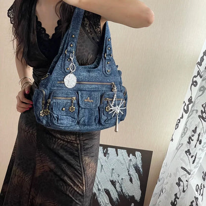 Damen-Hobo-Handtasche aus gewaschenem Leder Schwarz mit Reißverschluss und Innenfächern