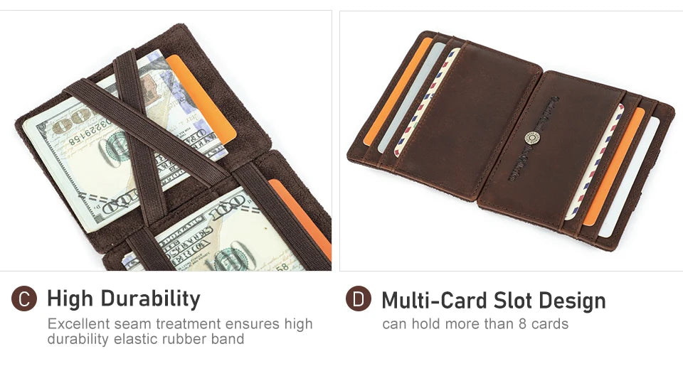 Herren Echtleder Geldbörse Slim RFID Kartenhalter Geldclip ultra dünn Mini Geschenk
