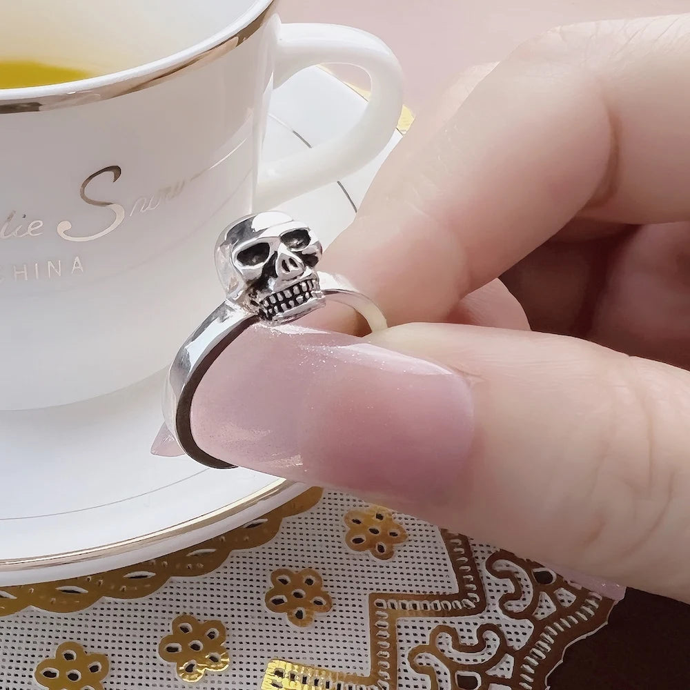 Damen-Ring Totenkopf Punk Rebel aus Sterlingsilber