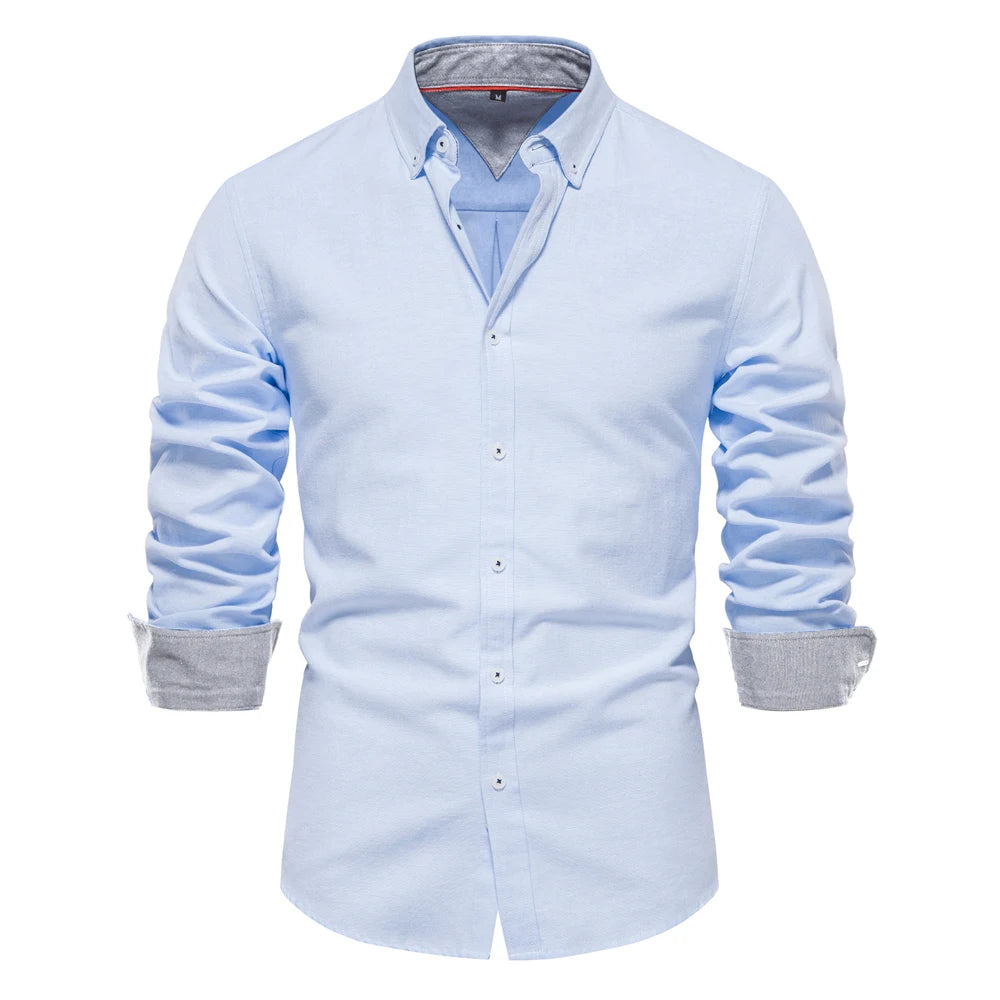 Herren Oxford Hemd aus Baumwolle mit langen Ärmeln für Casual-Look