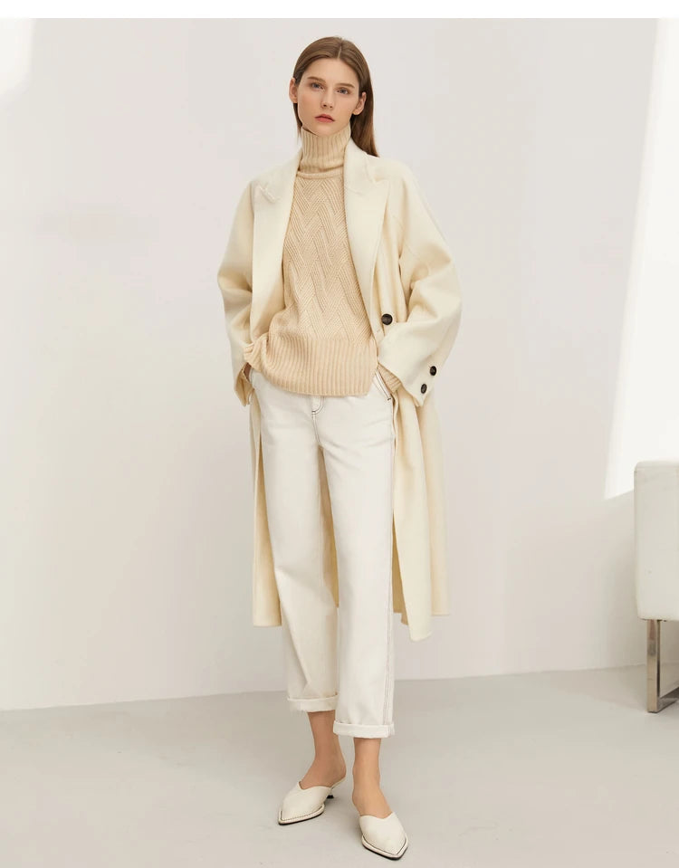 Damen-Rollkragenpullover locker Schnürung Herbst-Winter