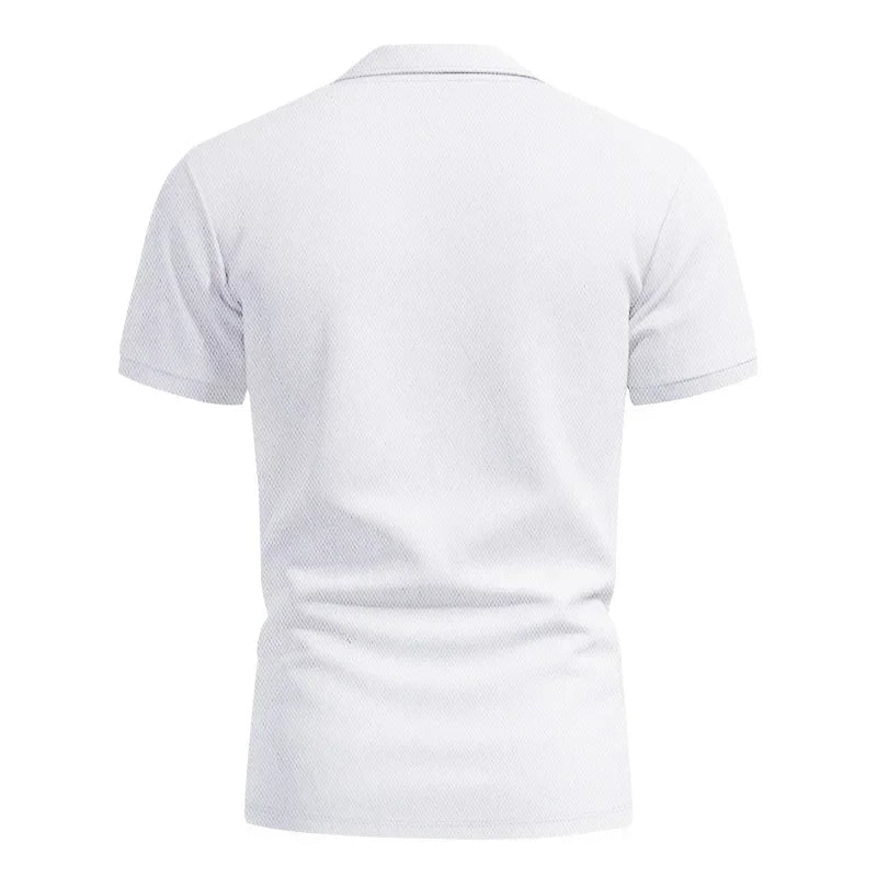 Langärmeliges Herren-Poloshirt mit Waffelstruktur und Knopfleiste – ideal für Freizeit und Urlaub