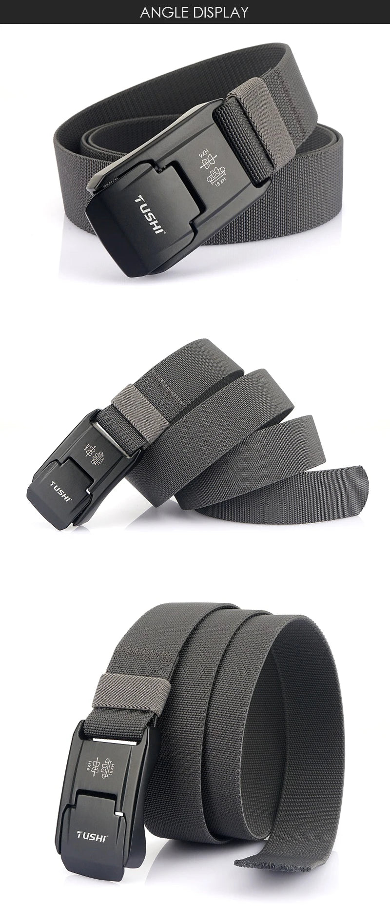 Herren-Gürtel Aus Elastischem Nylon Mit Matte Metall-Schnalle Und Schnellverschluss Für Alltag