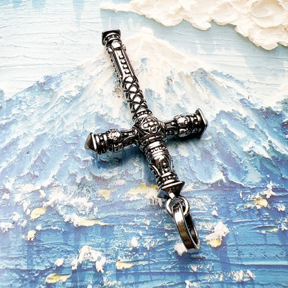 Damen-Charm-Anhänger Talisman-Kreuz außergewöhnlich handgefertigt aus Sterlingsilber