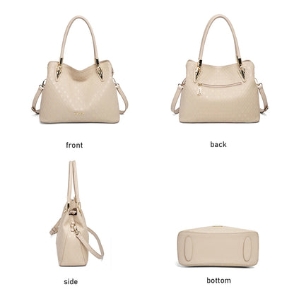 Damen-Handtasche aus echtem Leder mit Diamantprägung und vielseitige Trageweise im Alltag