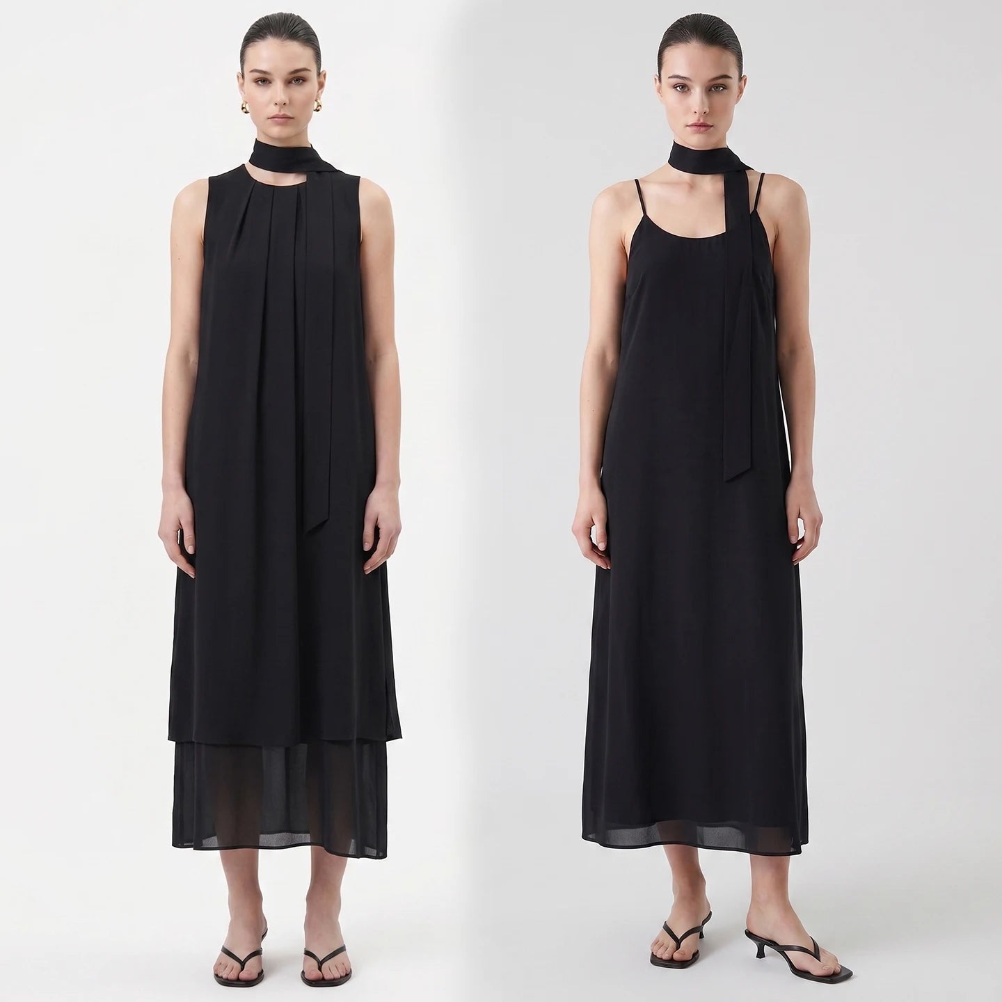 Leichtes Chiffon Damenkleid Sommer Zweiteilig Elegant Zum Reisen