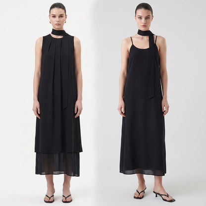 Leichtes Chiffon Damenkleid Sommer Zweiteilig Elegant Zum Reisen