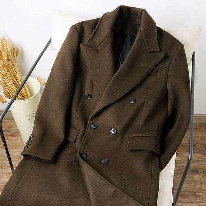 Herren Ulster Mantel im klassischen Business-Stil mit zweireihigem Revers