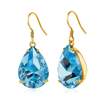 Damen-Ohrringe Tropfenform Aquamarin Blau Silber 925 Hochwertiger Luxus Schmuck Für Sie Geschenkidee