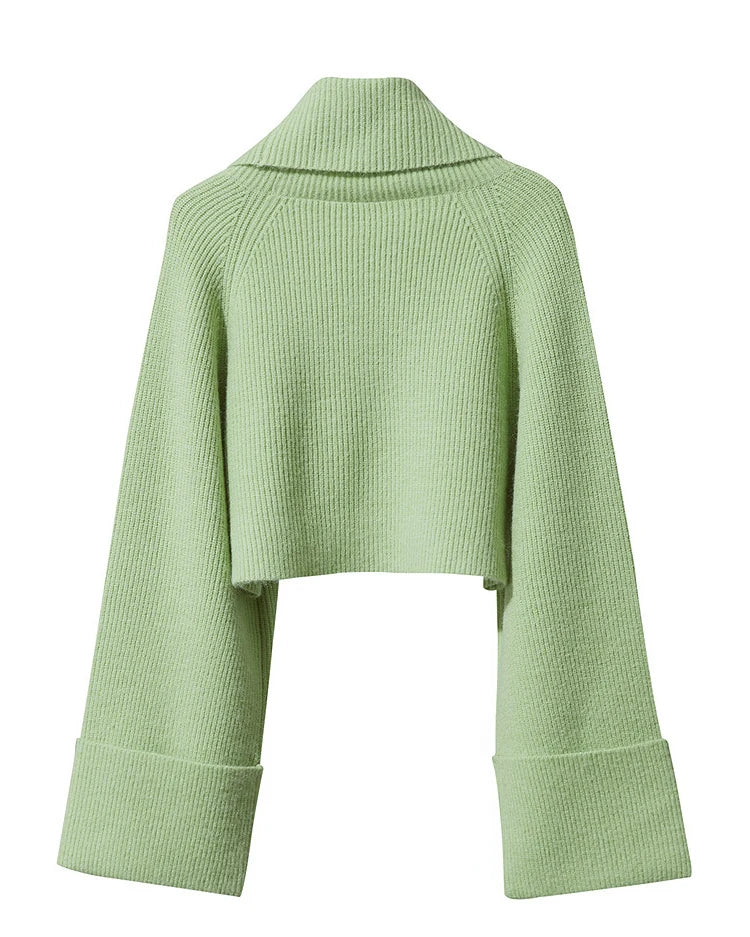 Damen-Rollkragenpullover kurz locker Raglanärmel Herbst-Winter