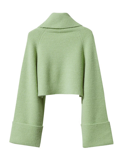 Damen-Rollkragenpullover kurz locker Raglanärmel Herbst-Winter