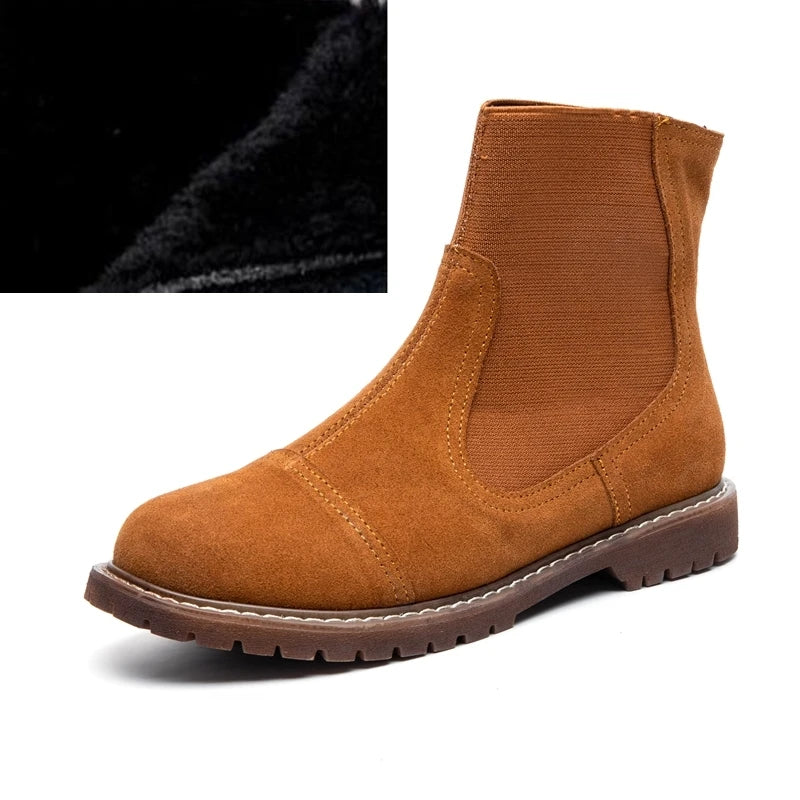 AIYUQI Women Chelsea Boots 2025 Autumn Winter New British Style Fashion Marton Boots Women Suede Slip-on Ankle Boots Women
