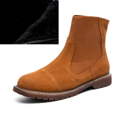 AIYUQI Women Chelsea Boots 2025 Autumn Winter New British Style Fashion Marton Boots Women Suede Slip-on Ankle Boots Women