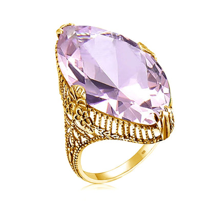 Damen-Ring aus Silber 925 mit Olivgrünem Peridotstein in Filigraner Silberfassung Luxus Schmuckstück