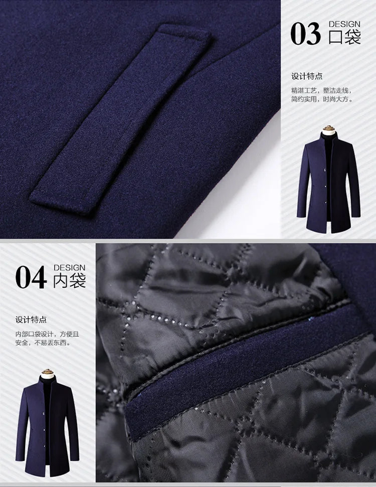 Herrenmantel mit Stehkragen – Dick gefüttert & wintertauglich