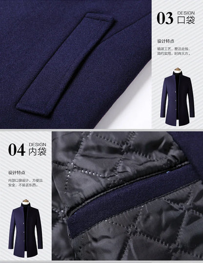 Herrenmantel mit Stehkragen – Dick gefüttert & wintertauglich