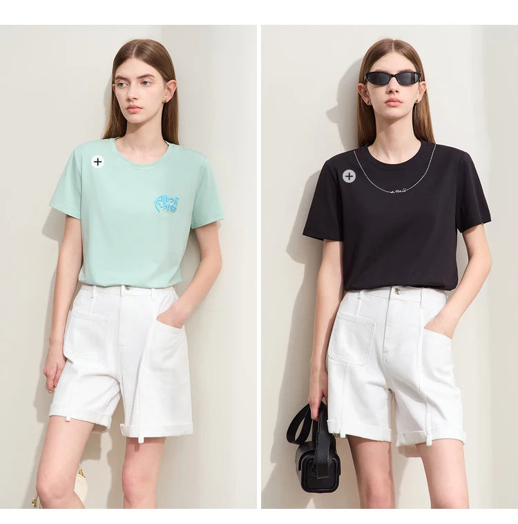 Minimalismus Baumwoll Jeans – Vintage Retro Fashion Shorts für Frauen