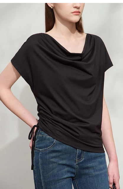 Damen T-Shirt-Rock Set mit solidem Swing-Kragen für den Sommer