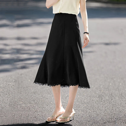 Damen Sommer Rock mit hoher Taille im eleganten Fischschwanz-Stil