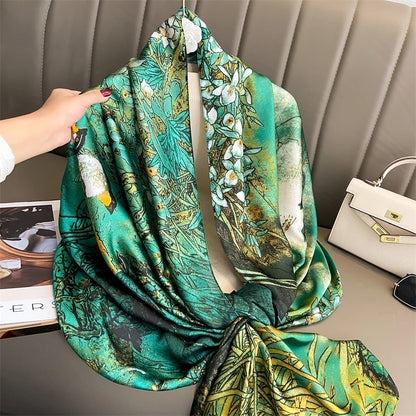 Damen Seidenschal groß 180x90cm Sommer Strand Foulard Bandana weich