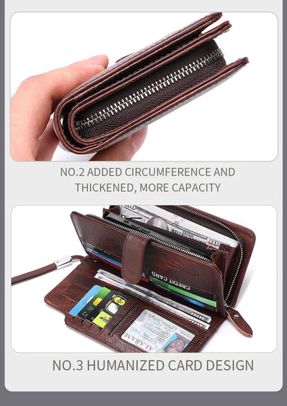 Unisex Geldbörse Langformat Bifold Mit RFID-Schutz Und Handgelenkband Für Mehrere Karten