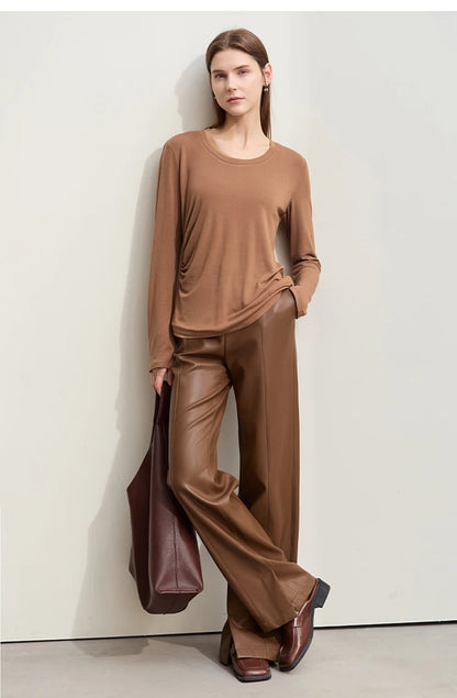 Damen T-Shirts im Minimalismus-Stil mit Patchwork für den Herbst 2024