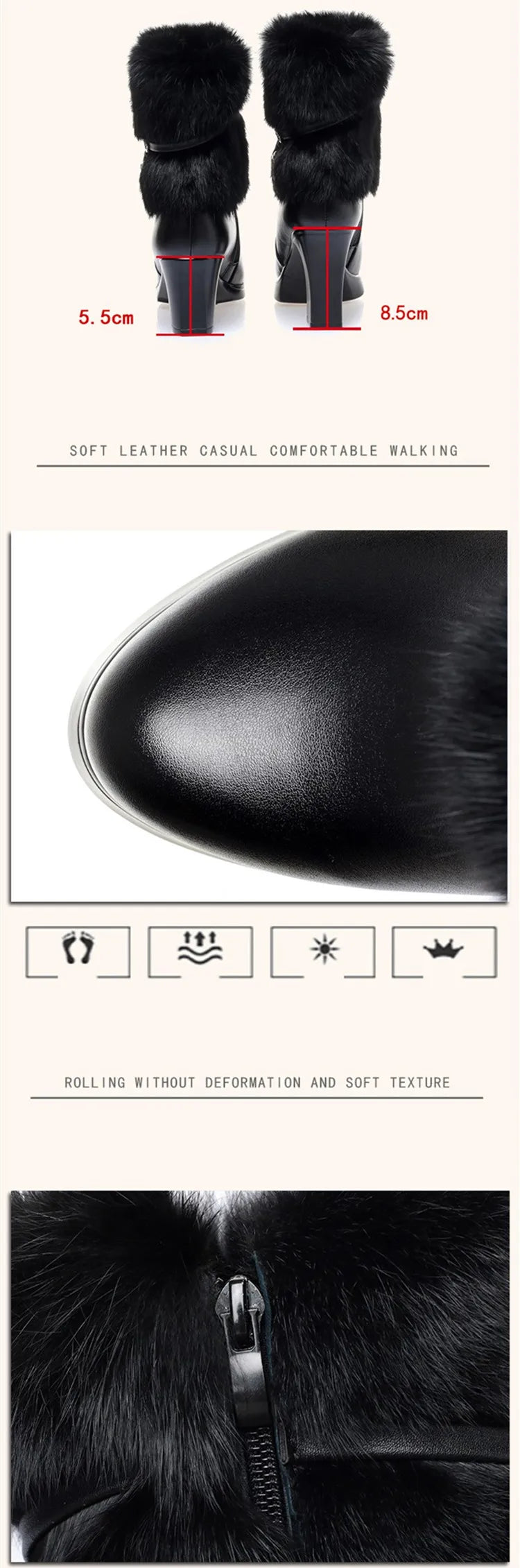 AIYUQI Women Winter Boots 2025 New Round Toe Fashion Women's Fashion Boots Natural Wool Lining Rabbit Fur Women Ankle Boots