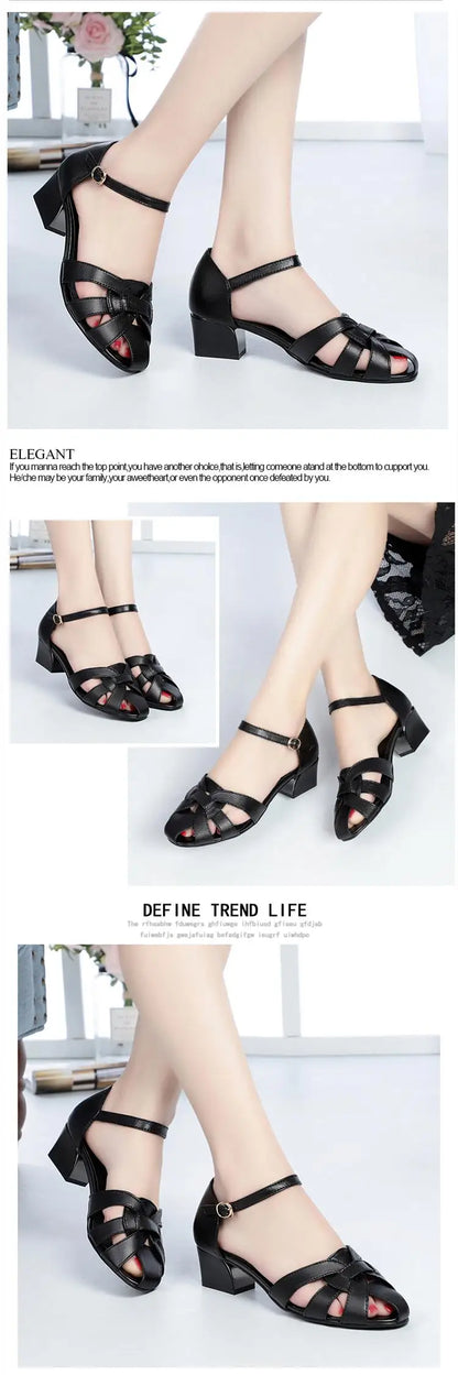 AIYUQI Sandalen Frauen Sommer 2025, Neue Echtes Leder Frauen Sandalen Große Größe 41 42, Hohl Mode Damen Schuhe