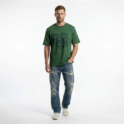 Komfortables Herren T-Shirt Mit Motorrad Druck In Reiner Baumwolle