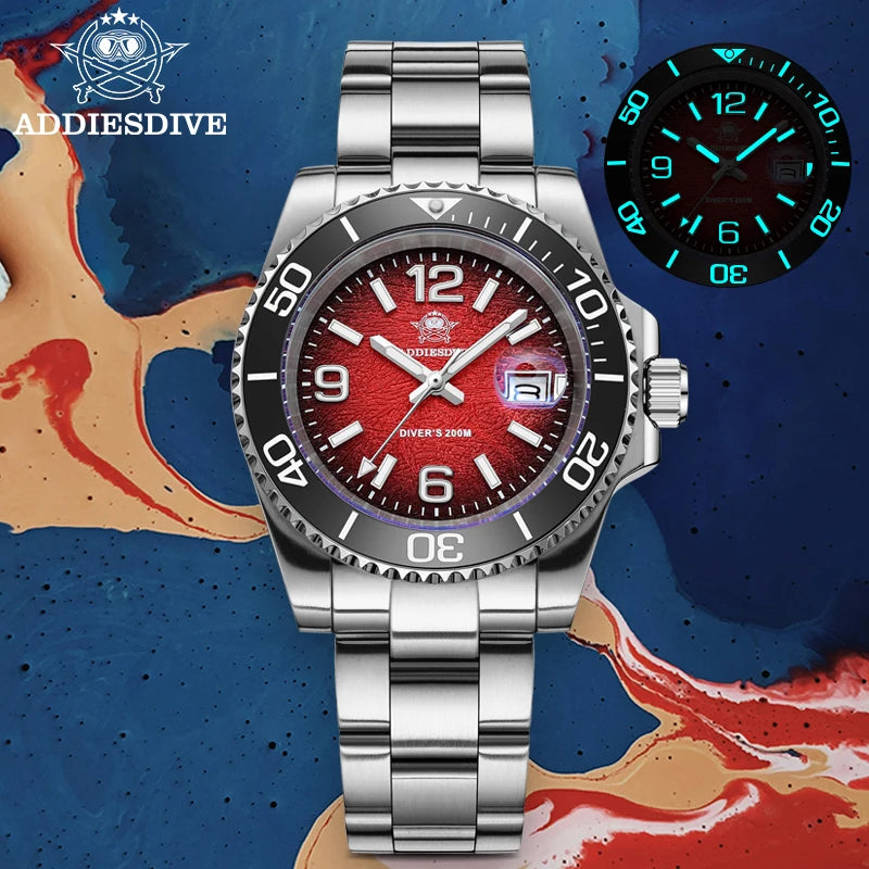 Herren-Taucheruhr 41 mm mit 316L-Stahl und 200 m Tiefe