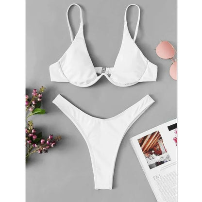 Sexy Bikini-Set mit Push-up-Effekt – Solides Design für Strand und Pool