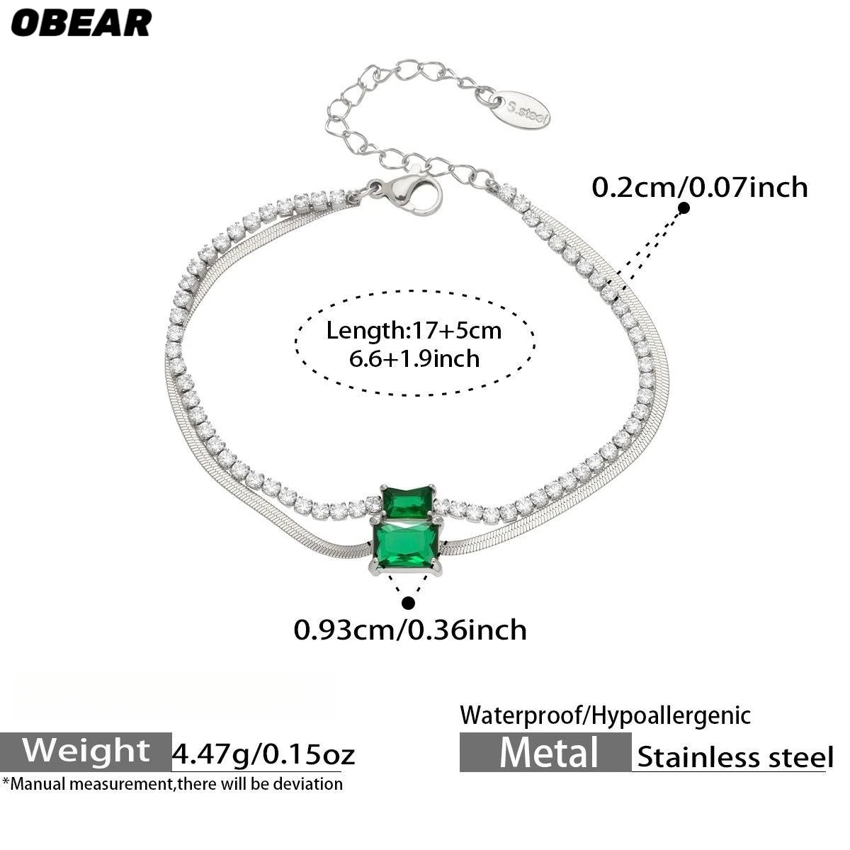 Damen-Armband Baguette-Zirkonia Doppelschicht