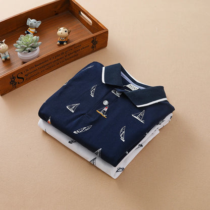 Baby Jungen Polo Shirts Sommer Kurzen Ärmeln Print Top Hemd Schule Kleidung 4T-12T Kinder Baumwolle T-shirts