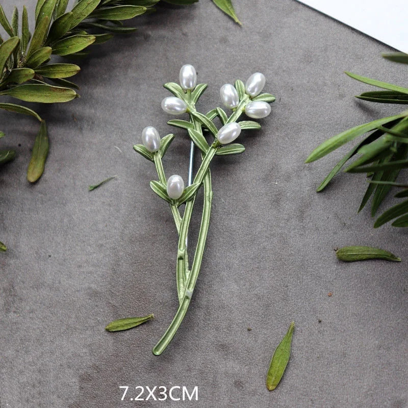 Brosche Pflanze Perle Handgemacht Retro Corsage Damen Mantel