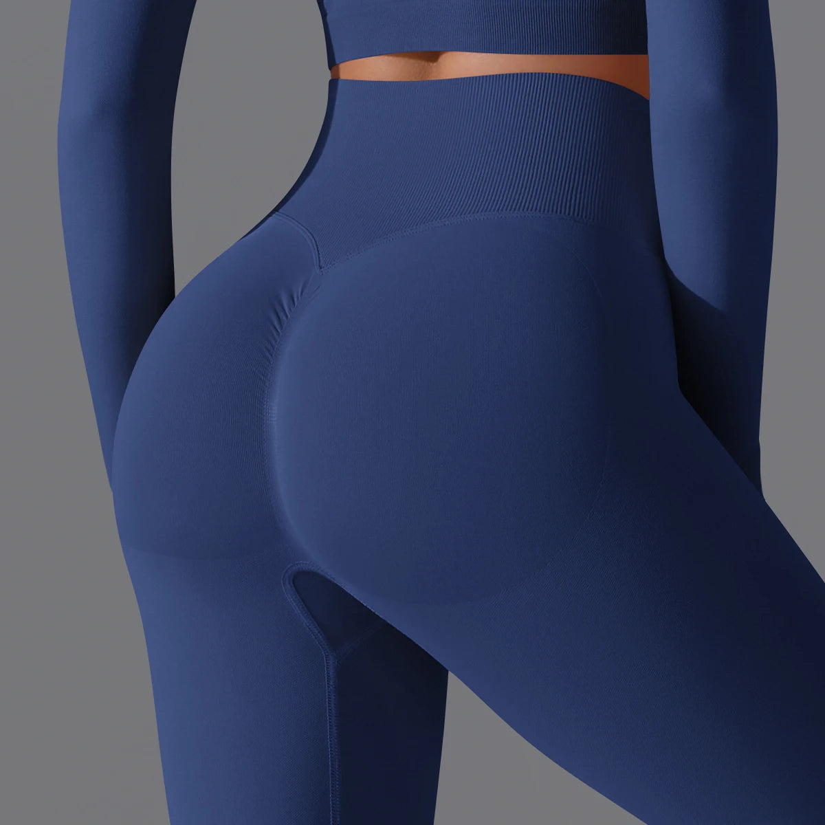 Nahtlose Yoga-Hose für Damen in Dunkelblau mit Booty-Lift-Form am Po