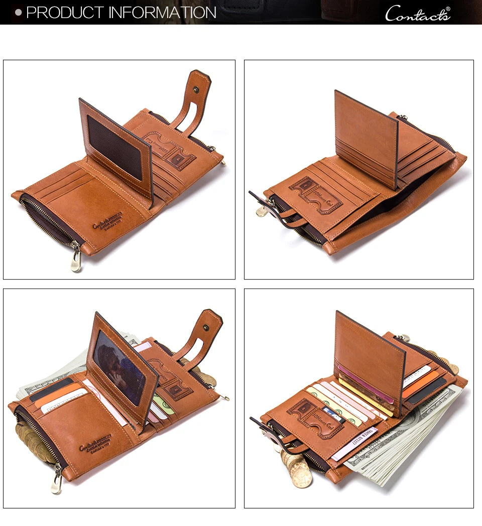 Damen Echtleder Geldbörse Bifold Vintage Kartenhalter Münzfach Geldclip
