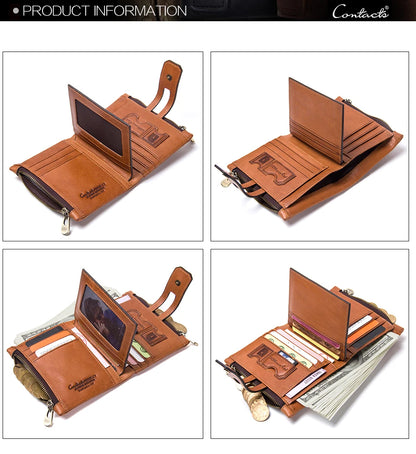 Damen Echtleder Geldbörse Bifold Vintage Kartenhalter Münzfach Geldclip