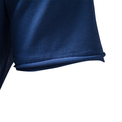 Herren-T-Shirt Saum und Seitennaht, dunkelblau, mit sauberer Umsäumung