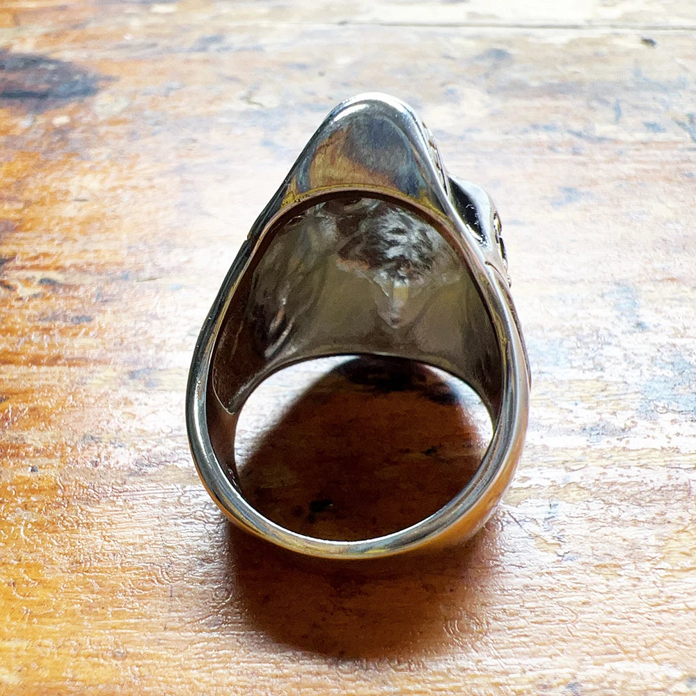 Damen-Ring Lilienschädel geschwärzt Vintage aus Sterlingsilber