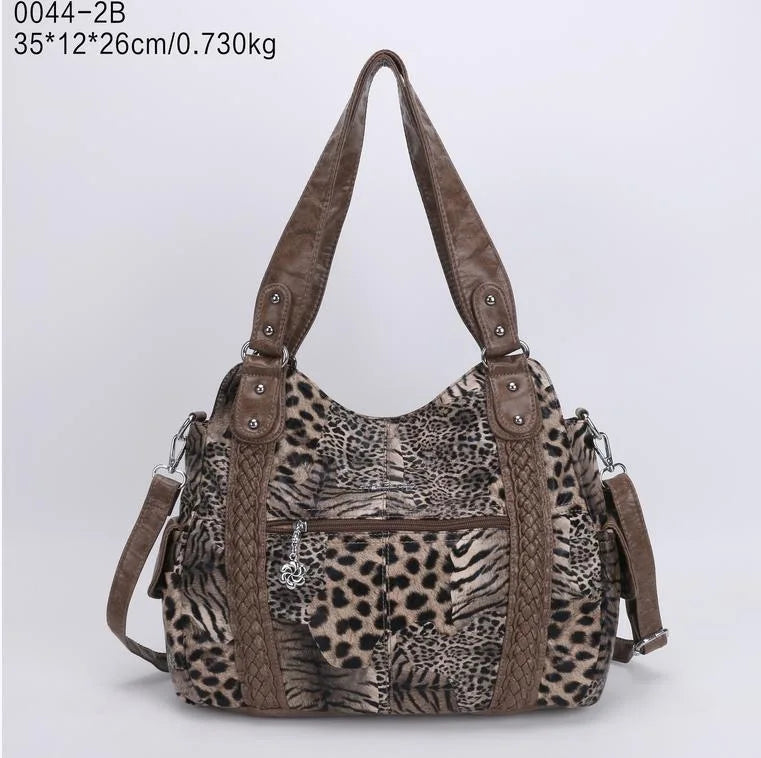 Damen-Schultertasche Silber PU-Leder mit Mehrfachfächern für Alltag und Freizeit