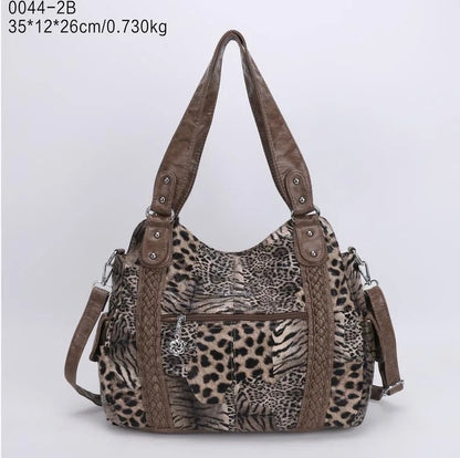 Damen-Schultertasche Silber PU-Leder mit Mehrfachfächern für Alltag und Freizeit