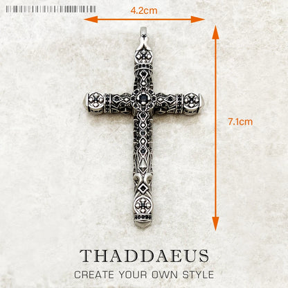 Damen-Charm-Anhänger Kreuz und Krone majestätisch aus Sterlingsilber