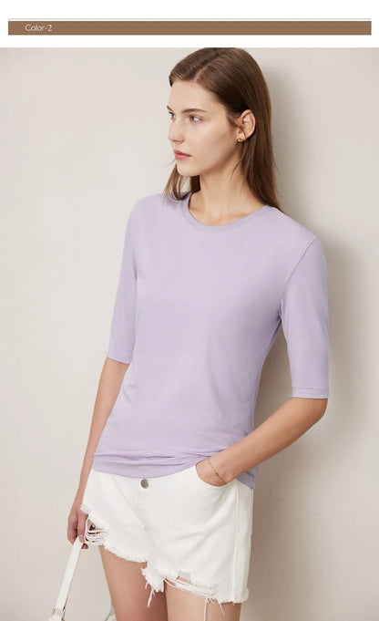 Damen T-Shirts aus neuer Baumwolle mit halben Ärmeln für das Büro