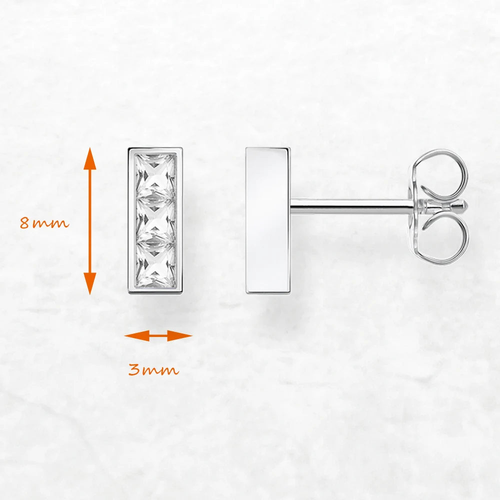 Damen-Ohrstecker weißer Zirkonia geometrisch aus Sterlingsilber