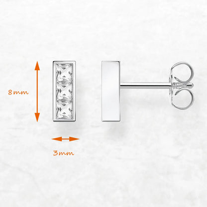 Damen-Ohrstecker weißer Zirkonia geometrisch aus Sterlingsilber