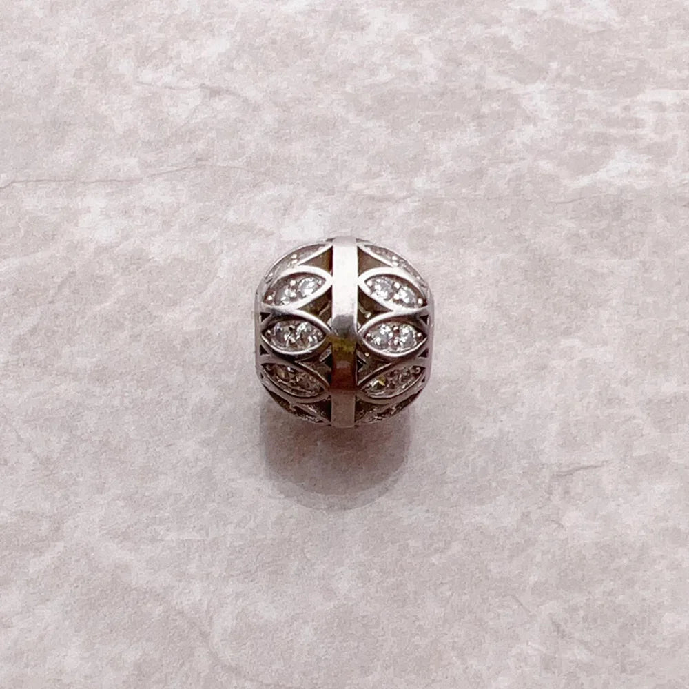 Damen-Charm-Anhänger Perlen Blätter romantisch Karma aus Sterlingsilber